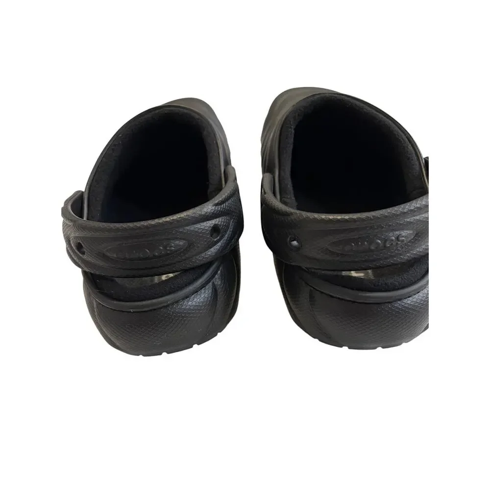 Crocs Classic Fleece Lined Overpuff Slip On Clogs Shoes Black Mens 12